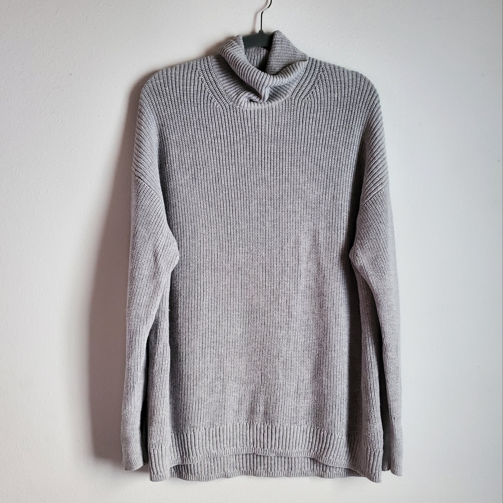 J. Crew Ribbed cashmere blend relaxed longline oversized turtleneck